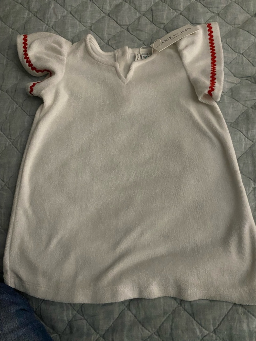 Janie and Jack White Swim Coverup with Red Trim
